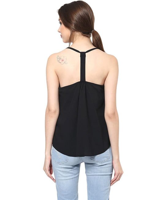 BLACK STRAPPY SWING TOP