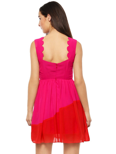 SOFIA SCALLOP COLOURBLOCK MINI DRESS