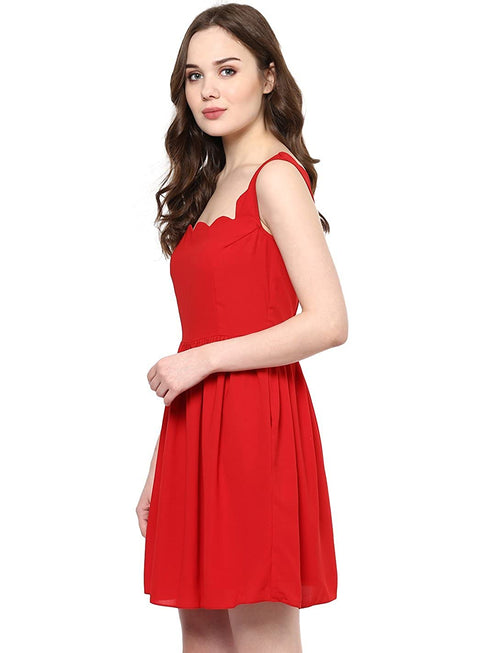 SOFIA SCARLET SCALLOP NECK MINI DRESS