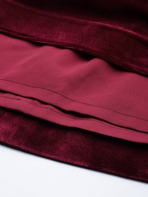 Moira Maroon Velvet Mini Skirt