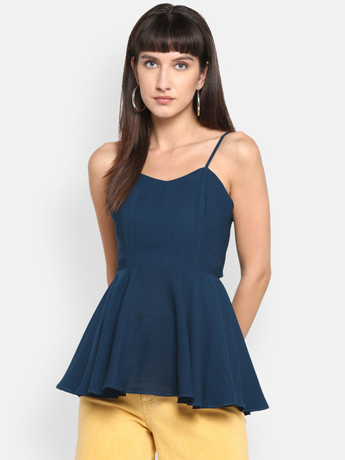 TEAL BOW BACK SPAGHETTI TOP