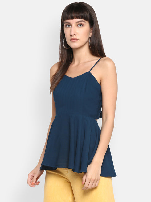 TEAL BOW BACK SPAGHETTI TOP