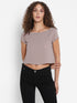 TAUPE RUCHED BACK CROP TOP