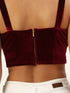 Maroon Velvet Sleveless Crop Top