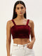 Maroon Velvet Sleveless Crop Top