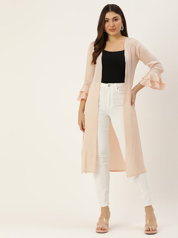 PINK BUBBLE SATIN OPEN FRONT LONGLINE SHRUG