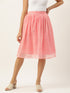 PINK CHEQUERED TISSUE PLEATED MIDI SKIRT