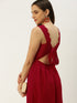 RED SCALLOP TIE BACK MINI DRESS