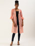 PINK TROPICAL PRINTED SHEER OPEN FRONT LONGLINE SHRUG