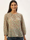 Green Floral Raglan Sleeve Top