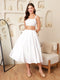 Valencia White Cotton Pleated Midi Skirt