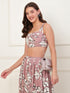 Fae Mauve Rayon Metal Zip Crop Top