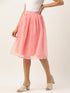 PINK CHEQUERED TISSUE PLEATED MIDI SKIRT