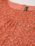 Orange Lurex Print Boat Neck Top