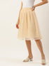YELLOW CHEQUERED TISSUE PLEATED MIDI SKIRT