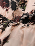 BEIGE FLORAL PRINT SHEER  BUTTON FRONT RUFFLED HIGH LOW SHRUG