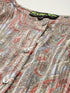 Grey Floral Button-Front Peasant Top
