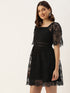 Anna Black Organza Scallop Lace Mini Dress
