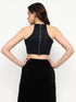 Estelle Navy Moonlight Exposed Metal Zip Crop Top