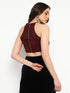 Estelle Wine Moonlight Exposed Metal Zip Crop Top