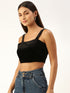 Black Velvet Sleveless Crop Top