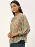 Green Floral Raglan Sleeve Top