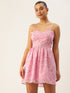 PINK FLORAL GEORGETTE TIE BACK MINI DRESS