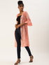 PINK TROPICAL PRINTED SHEER OPEN FRONT LONGLINE SHRUG