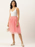PINK CHEQUERED TISSUE PLEATED MIDI SKIRT