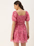 Anna Pink Floral Scallop Lace Mini Dress