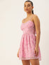 PINK FLORAL GEORGETTE TIE BACK MINI DRESS