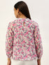White Floral Raglan Sleeve Top
