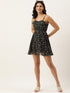 GREEN FLORAL GEORGETTE TIE BACK MINI DRESS