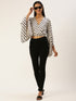 WHITE POLKA DOT WIDE SLEEVE WRAP CROP TOP