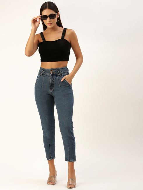 Black Velvet Sleveless Crop Top