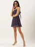 NAVY FLORAL GEORGETTE TIE BACK MINI DRESS