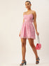 PINK FLORAL GEORGETTE TIE BACK MINI DRESS