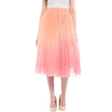Tulle Pleated Midi Skirt, Ombre Pink