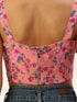 Pink Floral Print Sleveless Crop Top