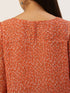 Orange Lurex Print Boat Neck Top