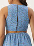 BLUE FLORAL GEORGETTE CUT OUT WAIST MINI DRESS