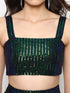 Fae Emerald Green Sequin Metal Zip Crop Top