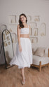 Valencia White Cotton Pleated Midi Skirt