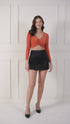 Moira Black Satin Mini Skirt