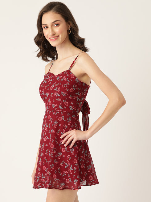 FLORAL BOW BACK MINI DRESS