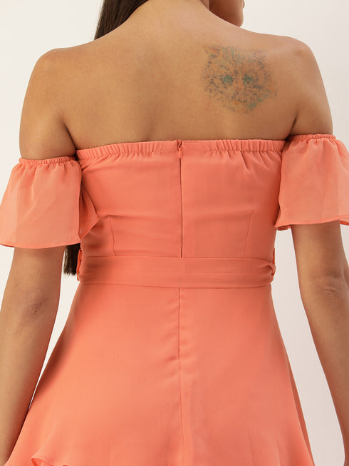 OFF SHOULDER TIERED MINI DRESS