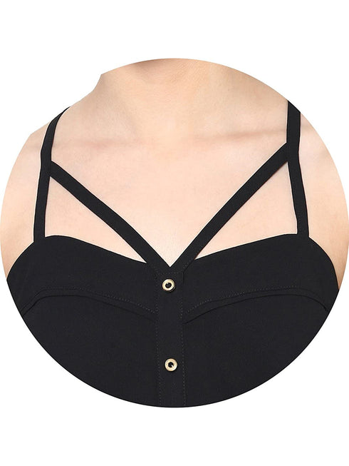 BLACK STRAPPY SWING TOP