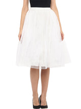 Tulle Pleated Midi Skirt, White