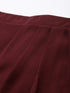 MAROON FAUX WRAP MIDI SKIRT