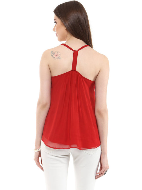 RED STRAPPY SWING TOP